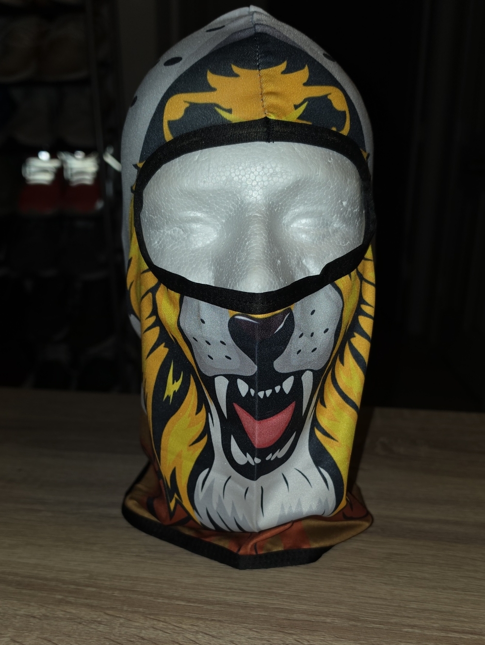 Lion Face Balaclava Ski Mask in Yellow and Black